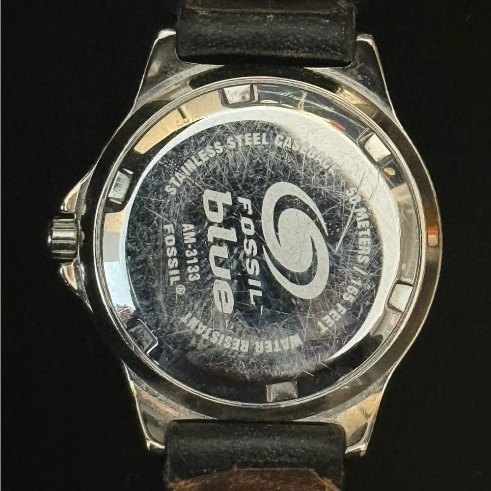 Vintage Fossil Blue Stainless Steel Watch | Blue Dial | Y2K